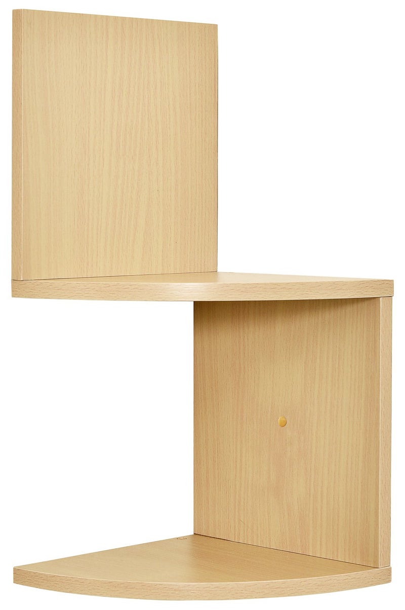 Greenco Corner Shelf, Greenco Modern Design 2 Tier Floating Shelves for Walls, Easy-to-Assemble Wall Mount Corner Shelves for Bedrooms and Living Rooms, Natural Finish - Image 1